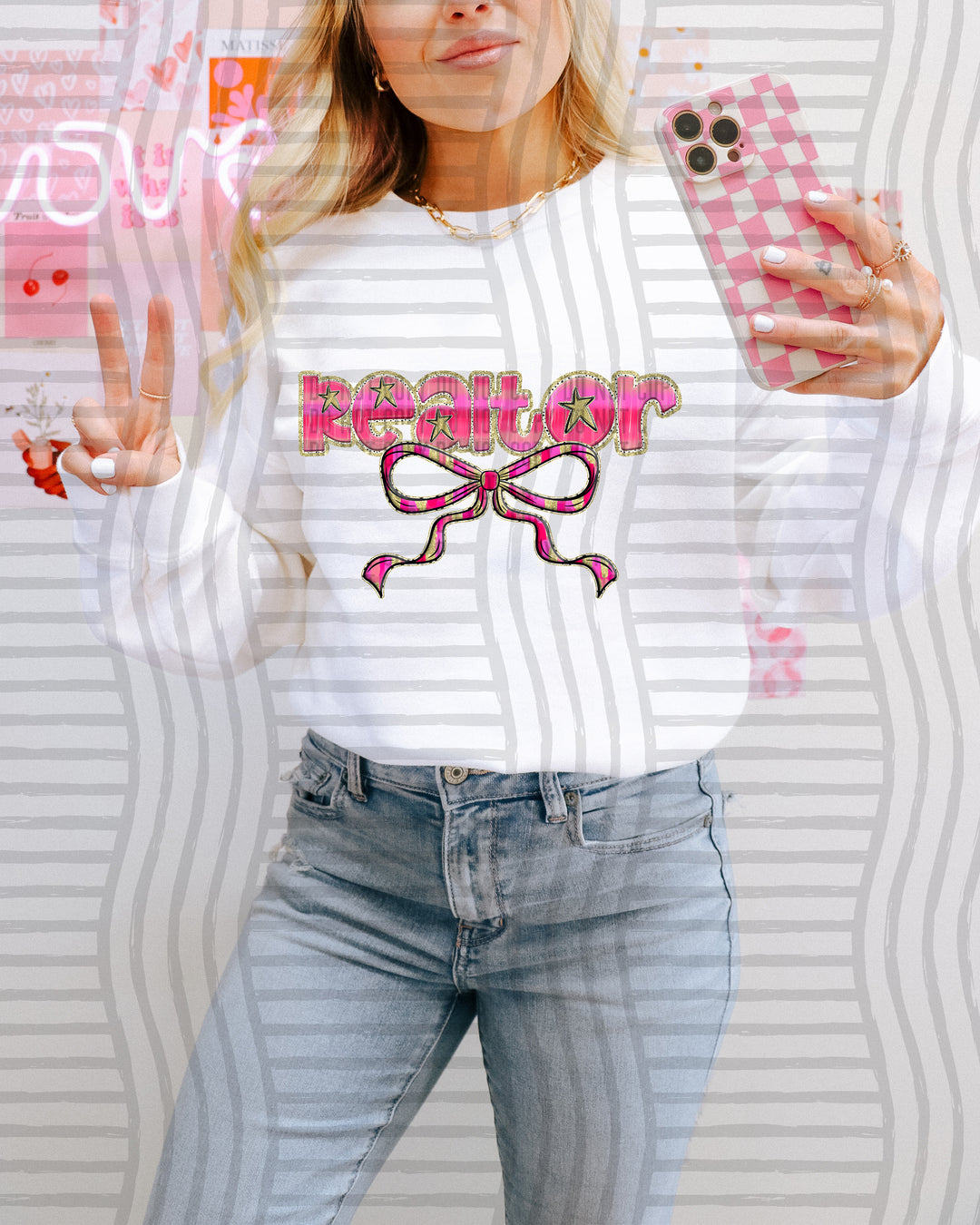 Pink Bow Occupations/Names DTF Print