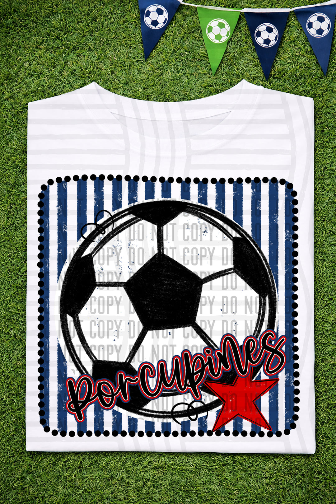 Soccer RWB Framed DTF Print