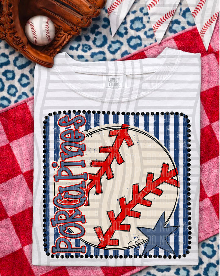 Baseball RWB Framed DTF Print