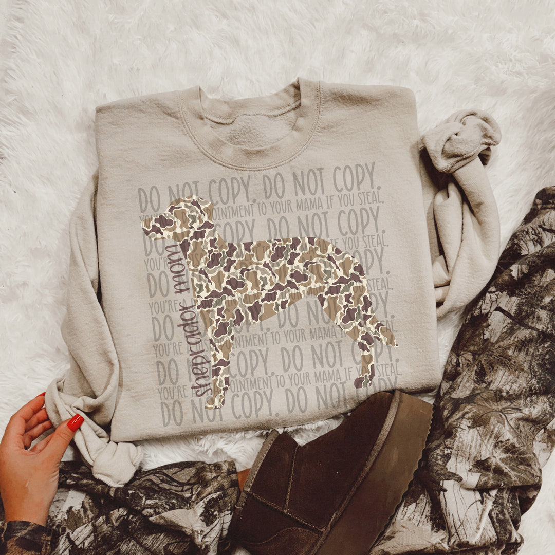 Duck Camo Dog Breeds DTF Print