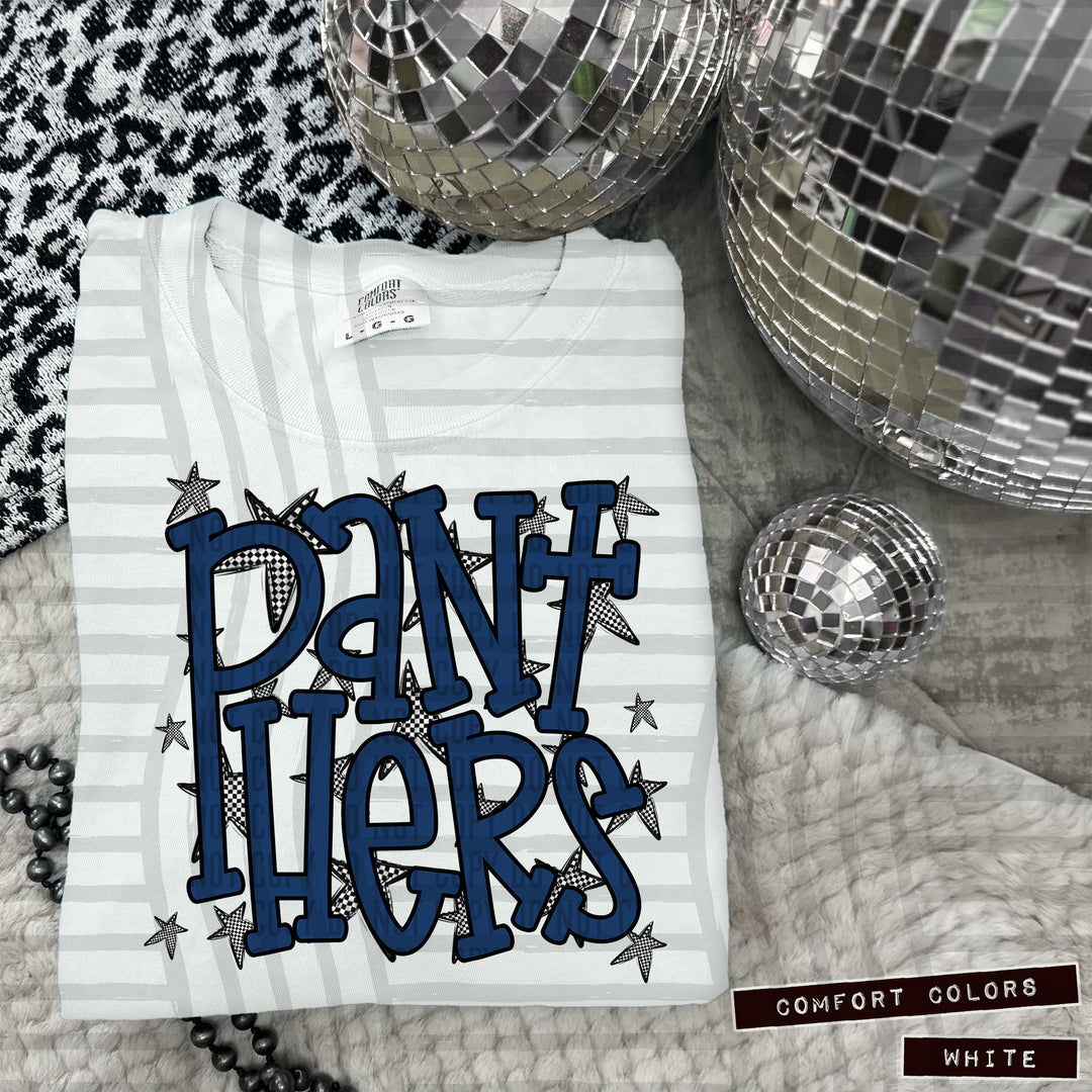 Navy Staggered DTF Print