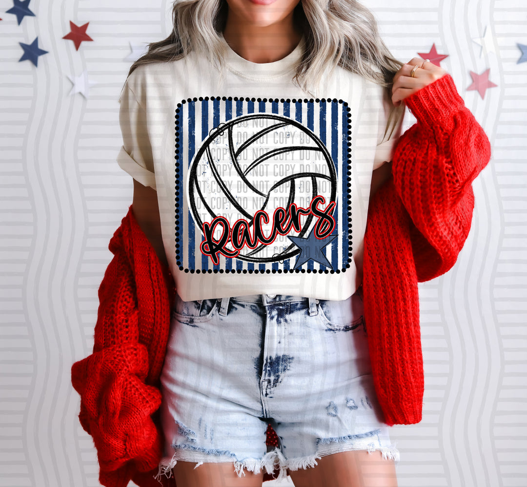 Volleyball RWB Framed DTF Print