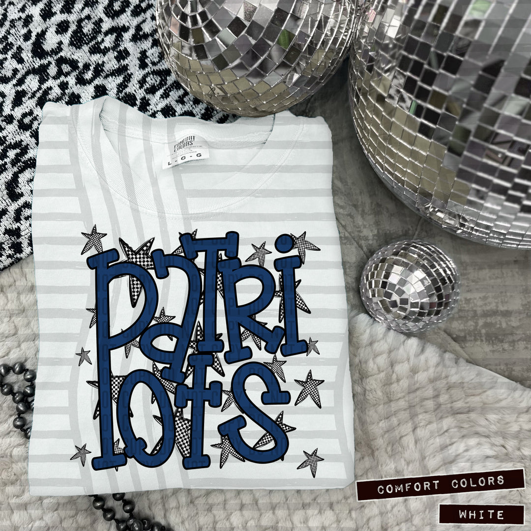 Navy Staggered DTF Print