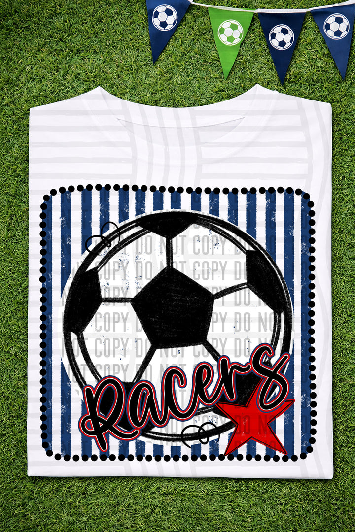 Soccer RWB Framed DTF Print