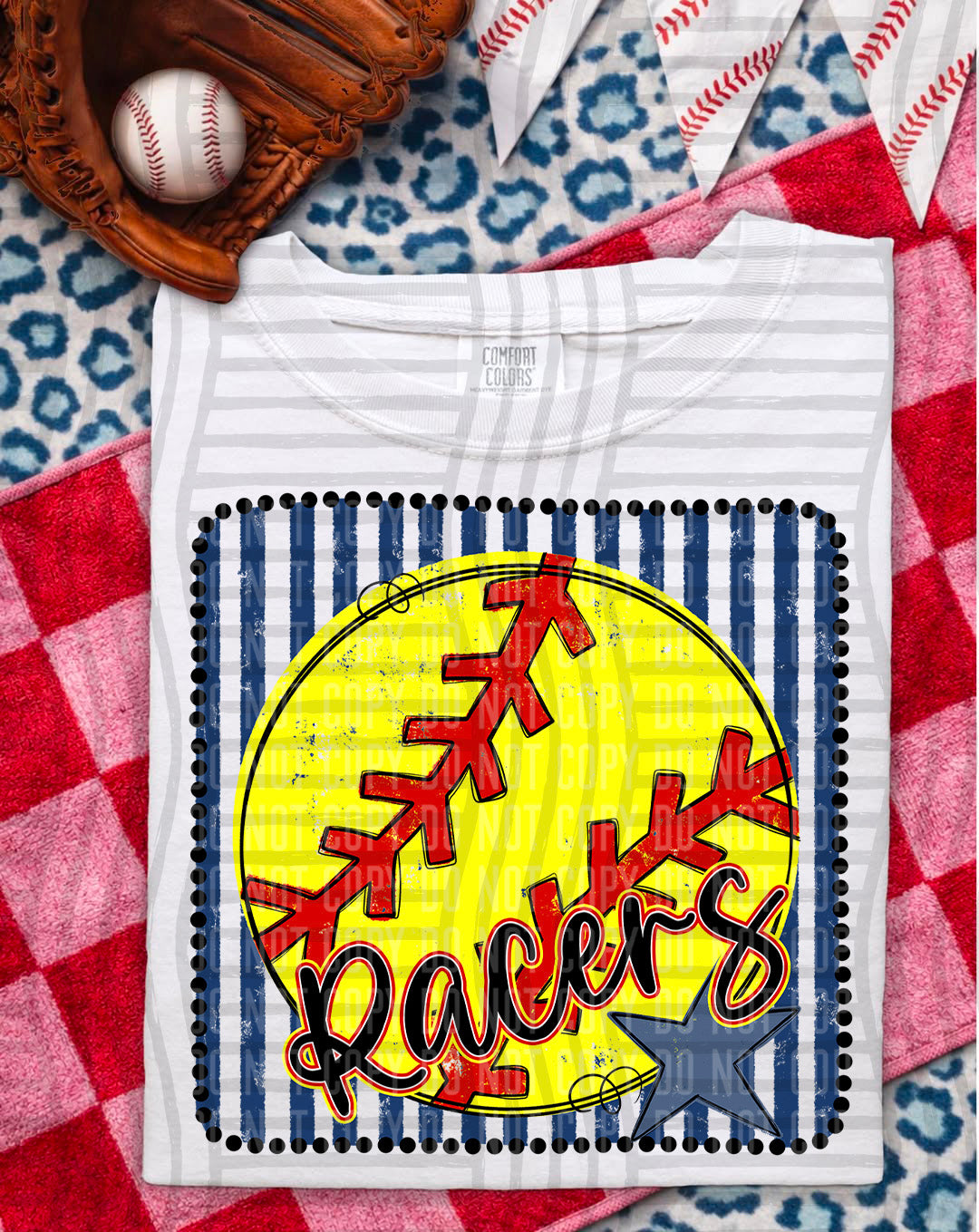 Softball RWB Framed Script DTF Print