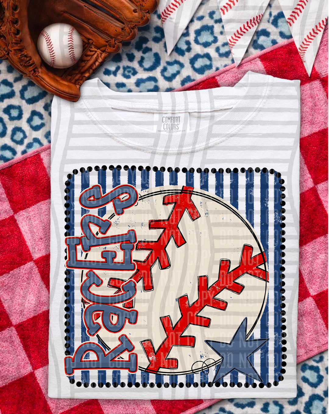 Baseball RWB Framed DTF Print