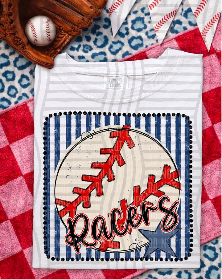 Baseball RWB Framed Script DTF Print