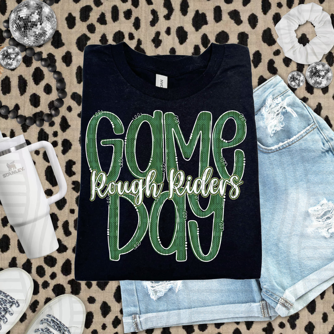 Doodle Gameday Dark Green DTF Print
