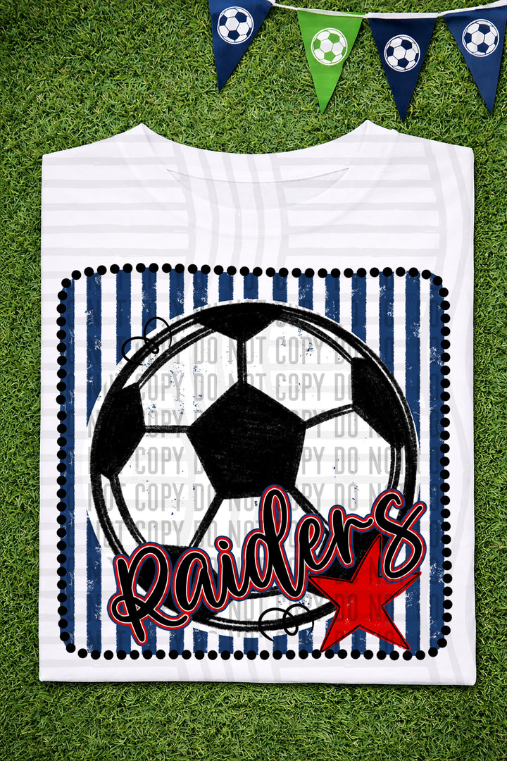 Soccer RWB Framed DTF Print