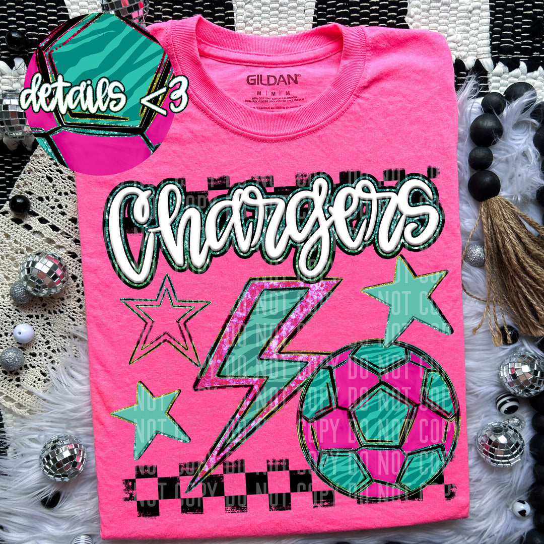 Rainbow Soccer Bolts DTF Print