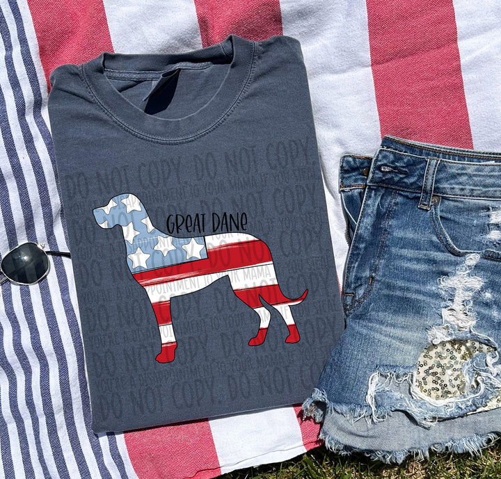 Patriotic Dog Designs Black Text DTF Print