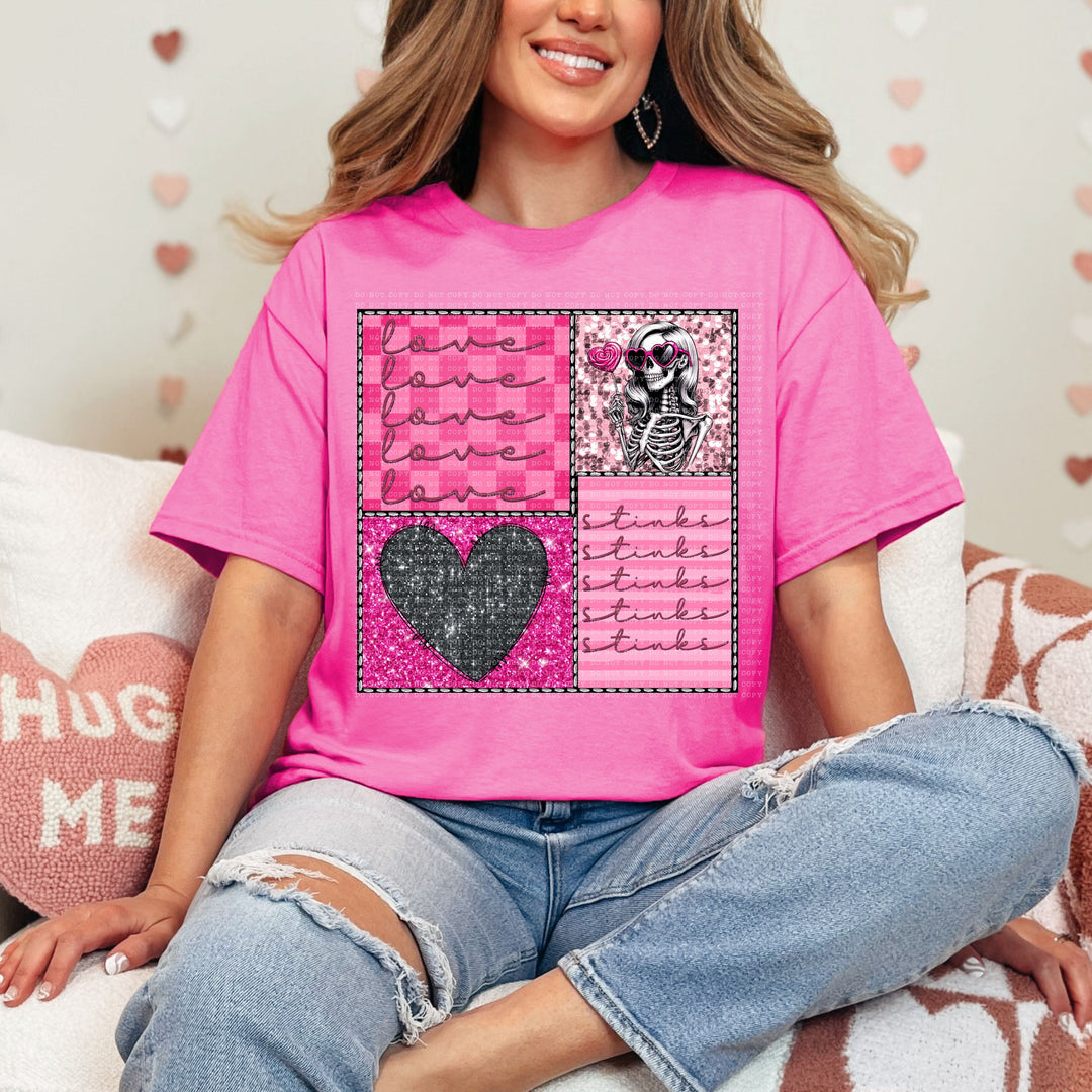 Love Stinks Faux Sequin DTF Print