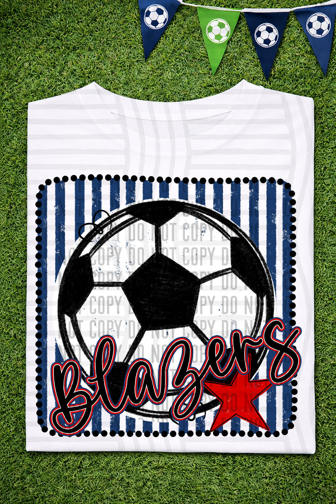 Soccer RWB Framed DTF Print