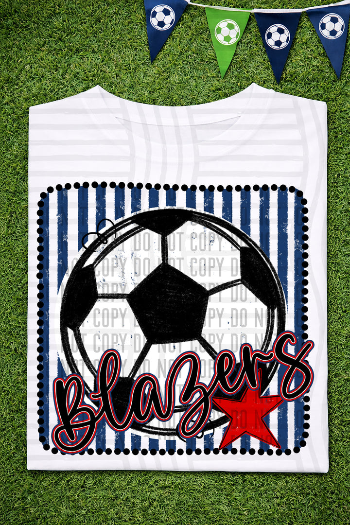Soccer RWB Framed DTF Print