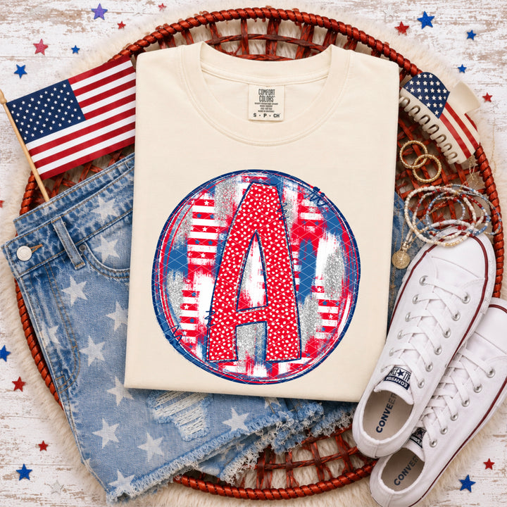 Patriotic Brush Strokes Letter Collection DTF Print
