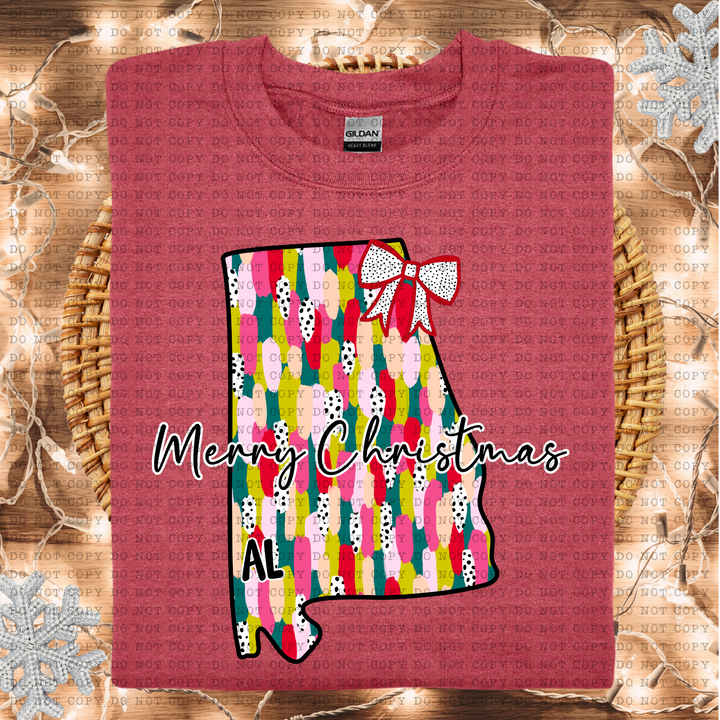 Messy Paint States Merry Christmas DTF Print