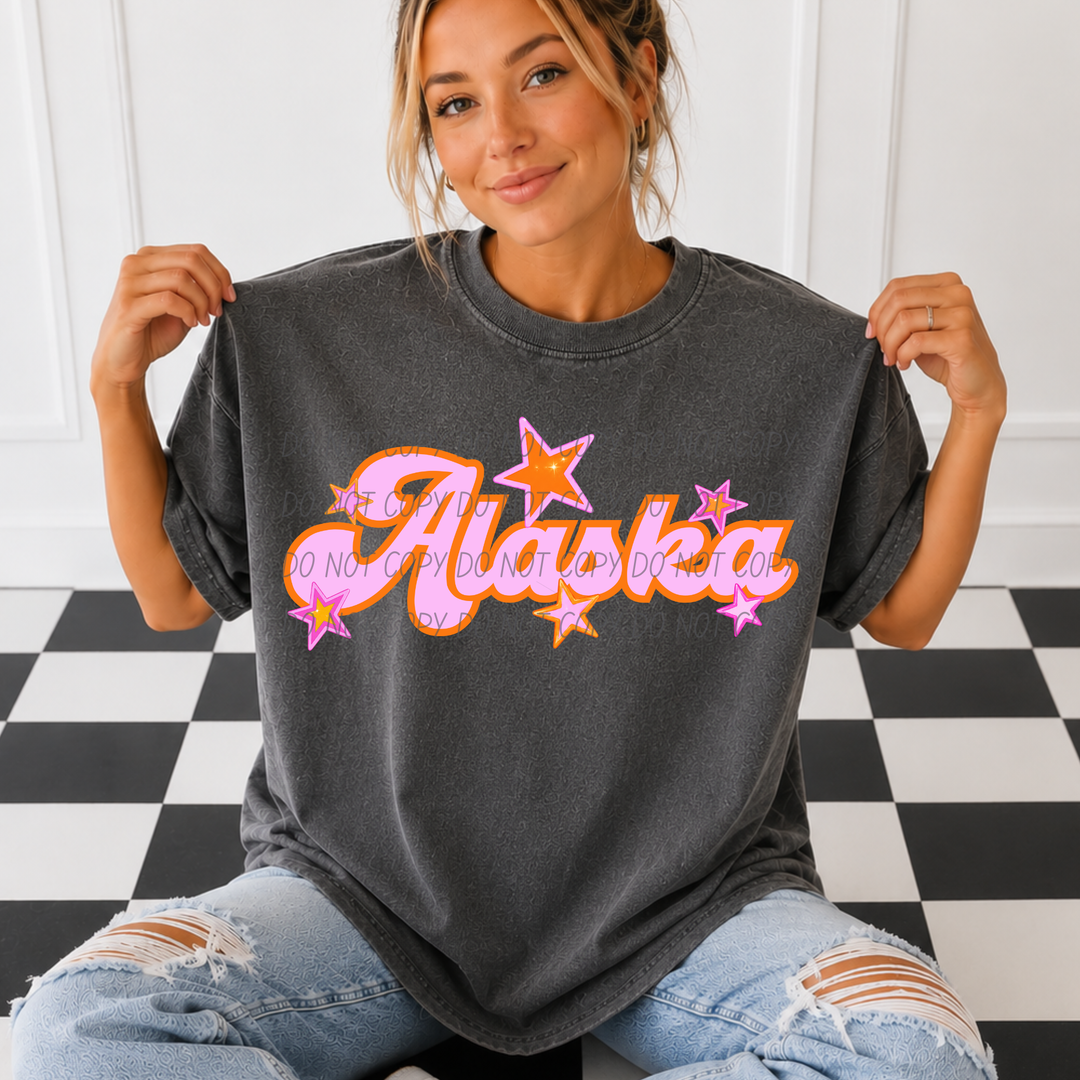 Pink and Orange States DTF Print