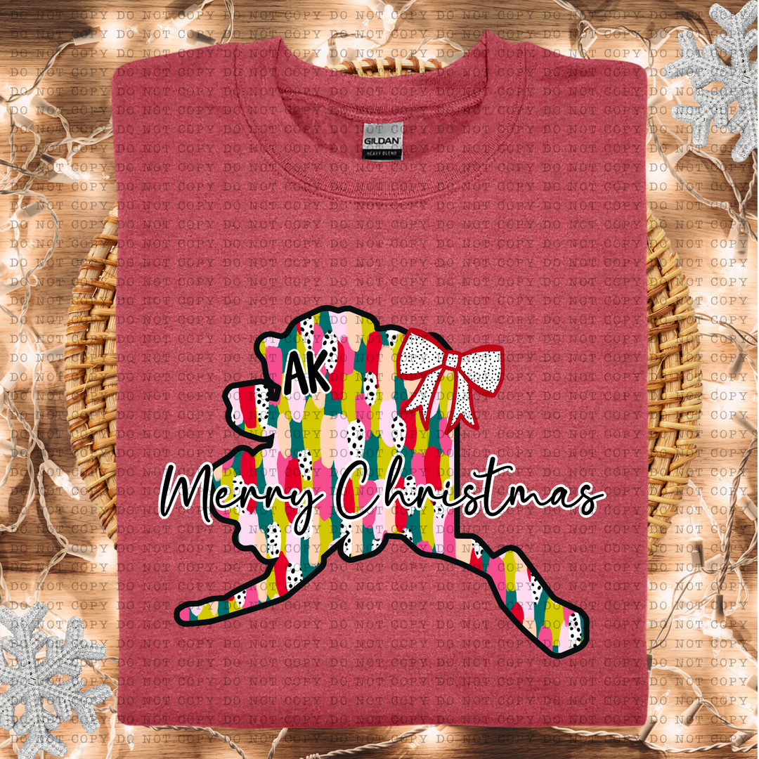 Messy Paint States Merry Christmas DTF Print
