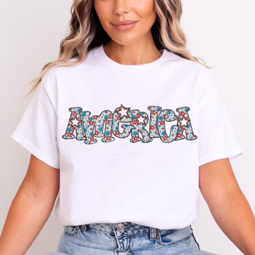 America Flowers DTF Print