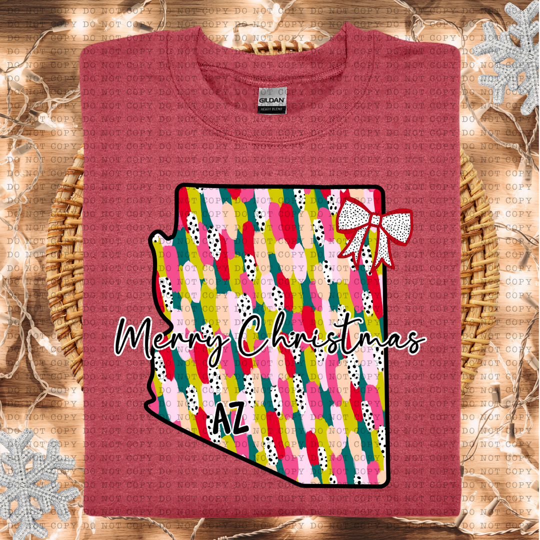 Messy Paint States Merry Christmas DTF Print