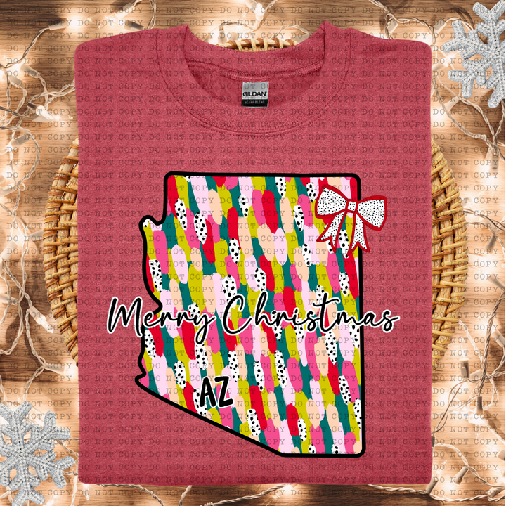 Messy Paint States Merry Christmas DTF Print