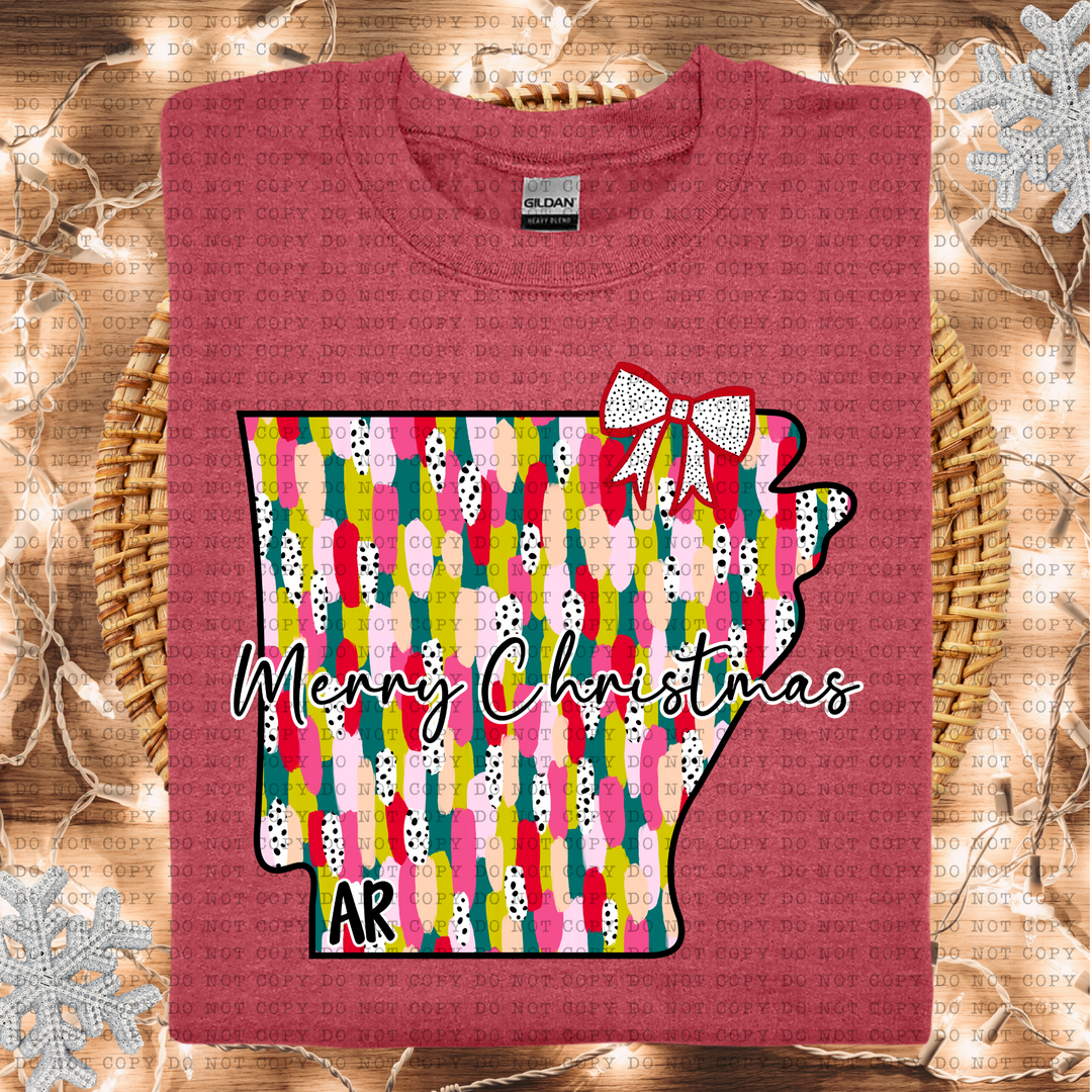 Messy Paint States Merry Christmas DTF Print