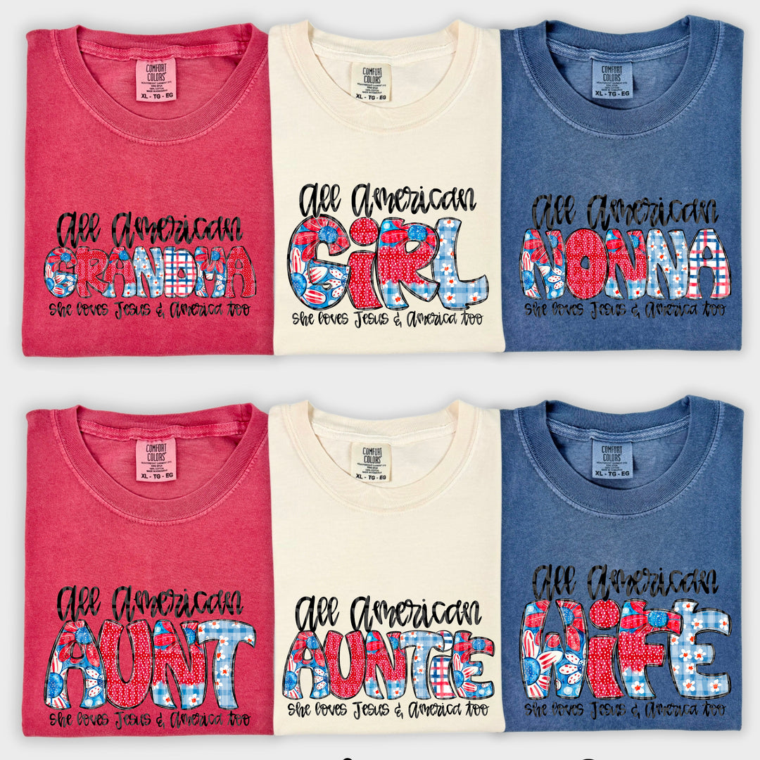 She Loves Jesus And America Too Collection DTF Print