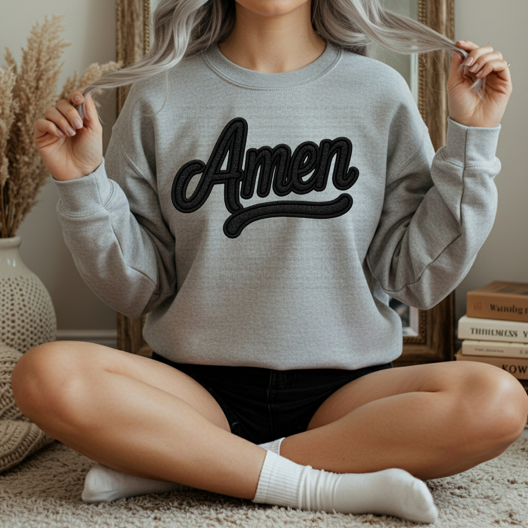 Amen Faux Embroidery DTF Print