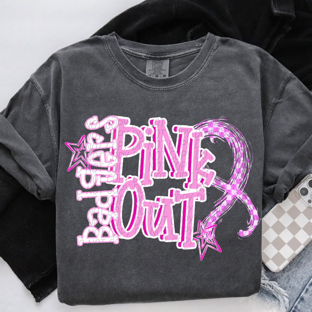 Pink Out Stars DTF Print