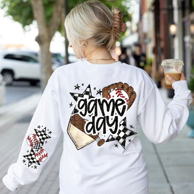 Game Day Sports Checkered Stars SLEEVE DTF Print