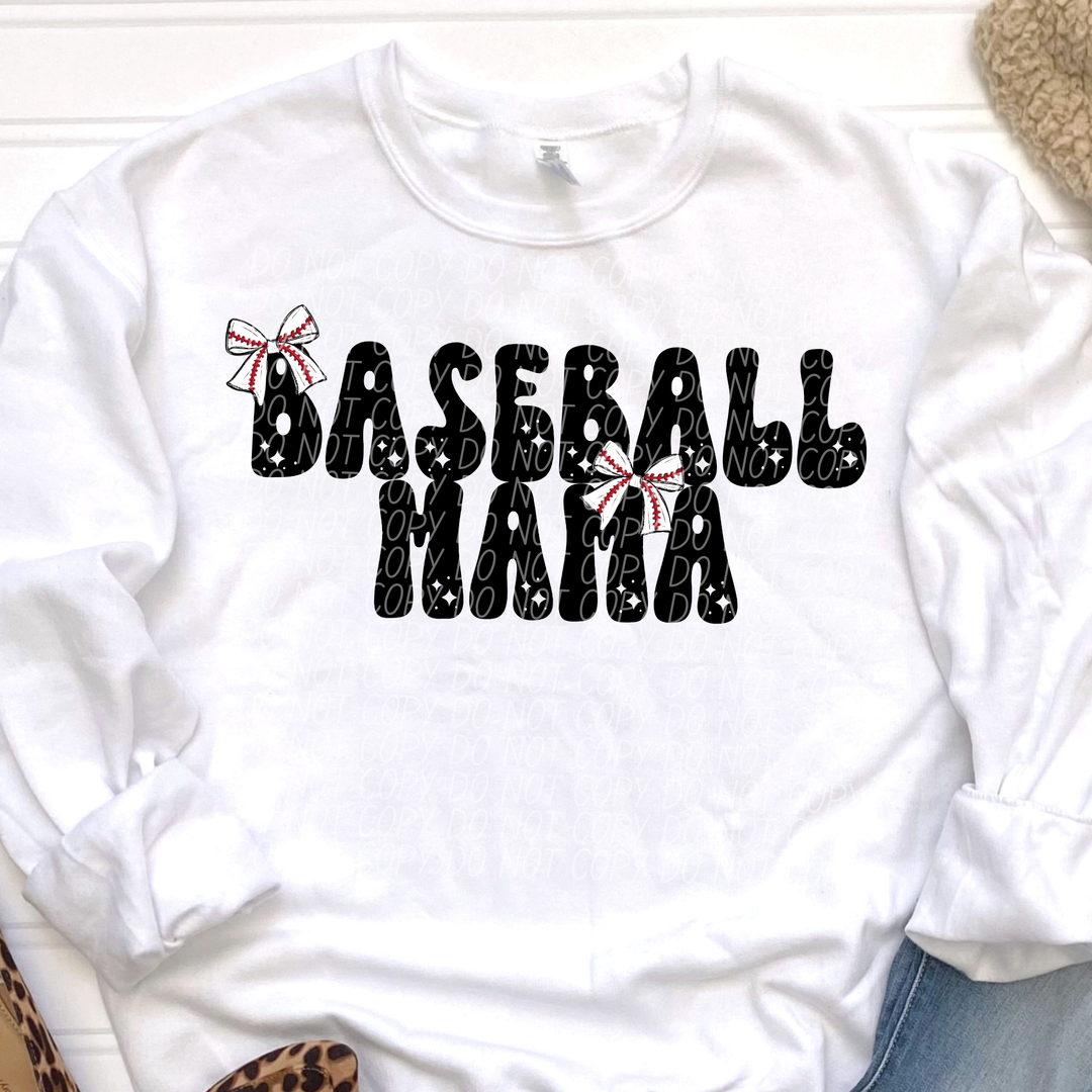 Baseball Mama Bow DTF Print