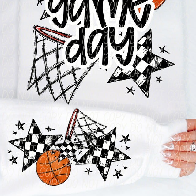 Game Day Sports Checkered Stars SLEEVE DTF Print