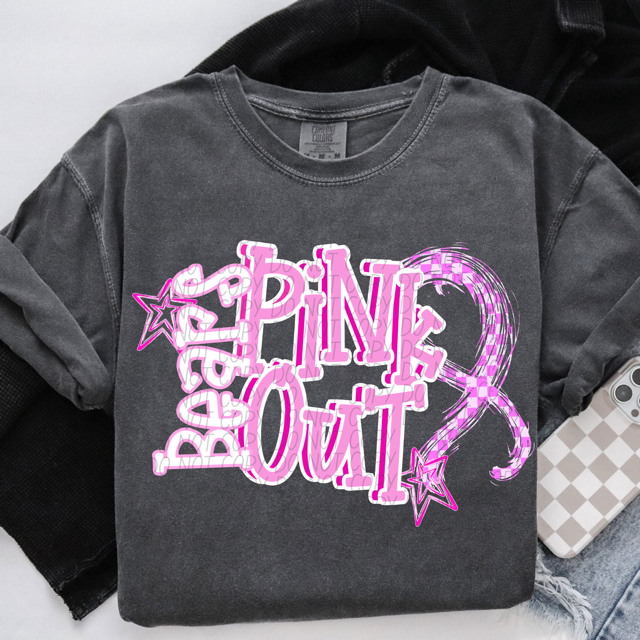 Pink Out Stars DTF Print