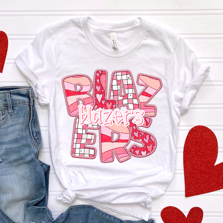 Valentines Day Faux Embroidered  YOUTH Mascots DTF Print