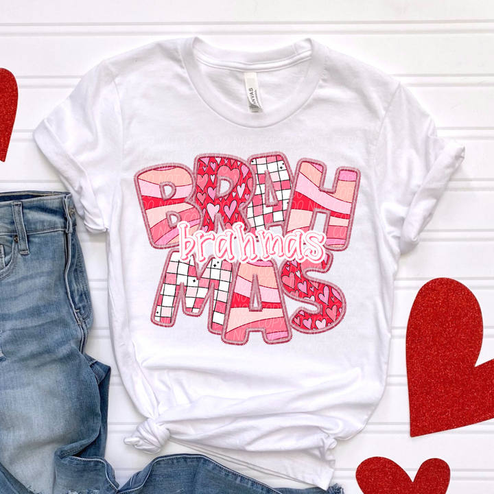 Valentines Day Faux Embroidered  YOUTH Mascots DTF Print