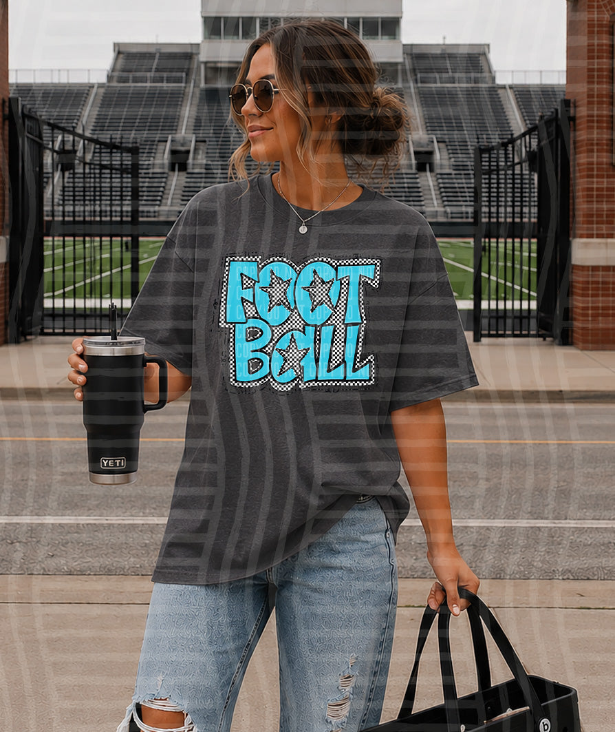 Preppy Checker Football Stars DTF Print