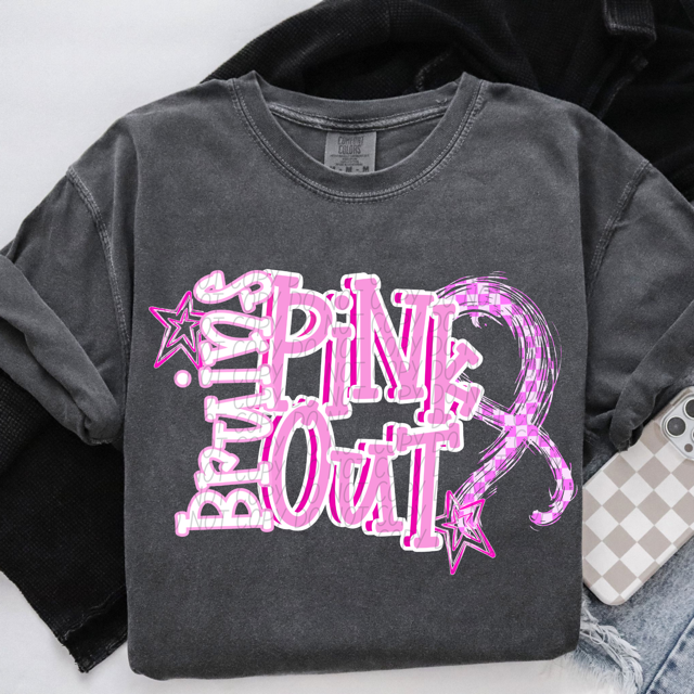 Pink Out Stars DTF Print