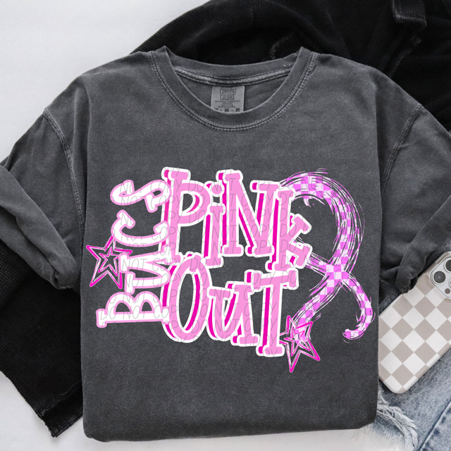 Pink Out Stars DTF Print