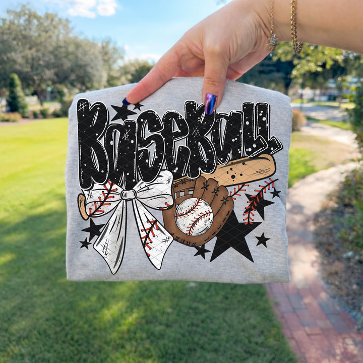 Baseball Bow Bat DTF Print