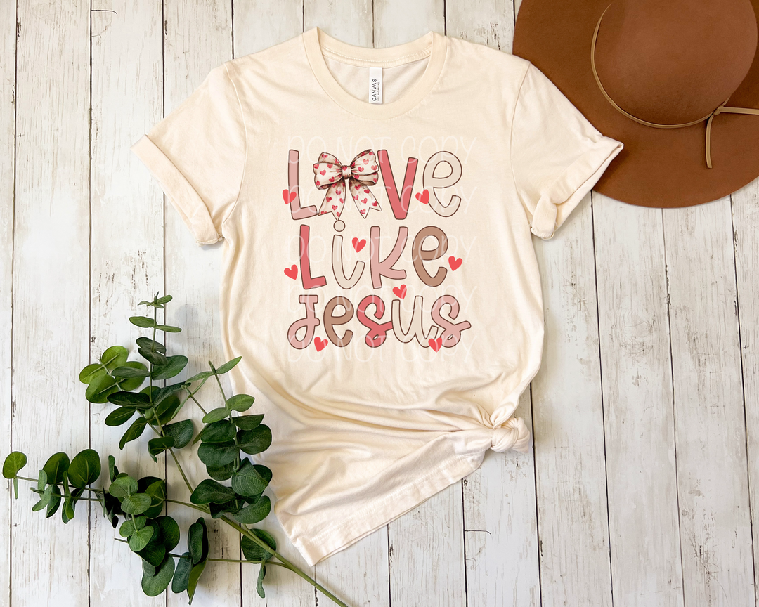 Love Like Jesus Bow and Hearts DTF Print