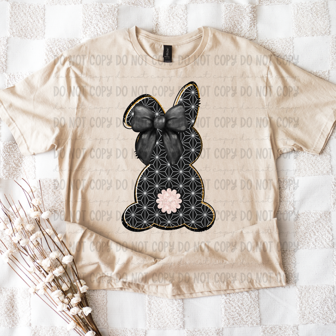 Black Abstract Bunny DTF Print