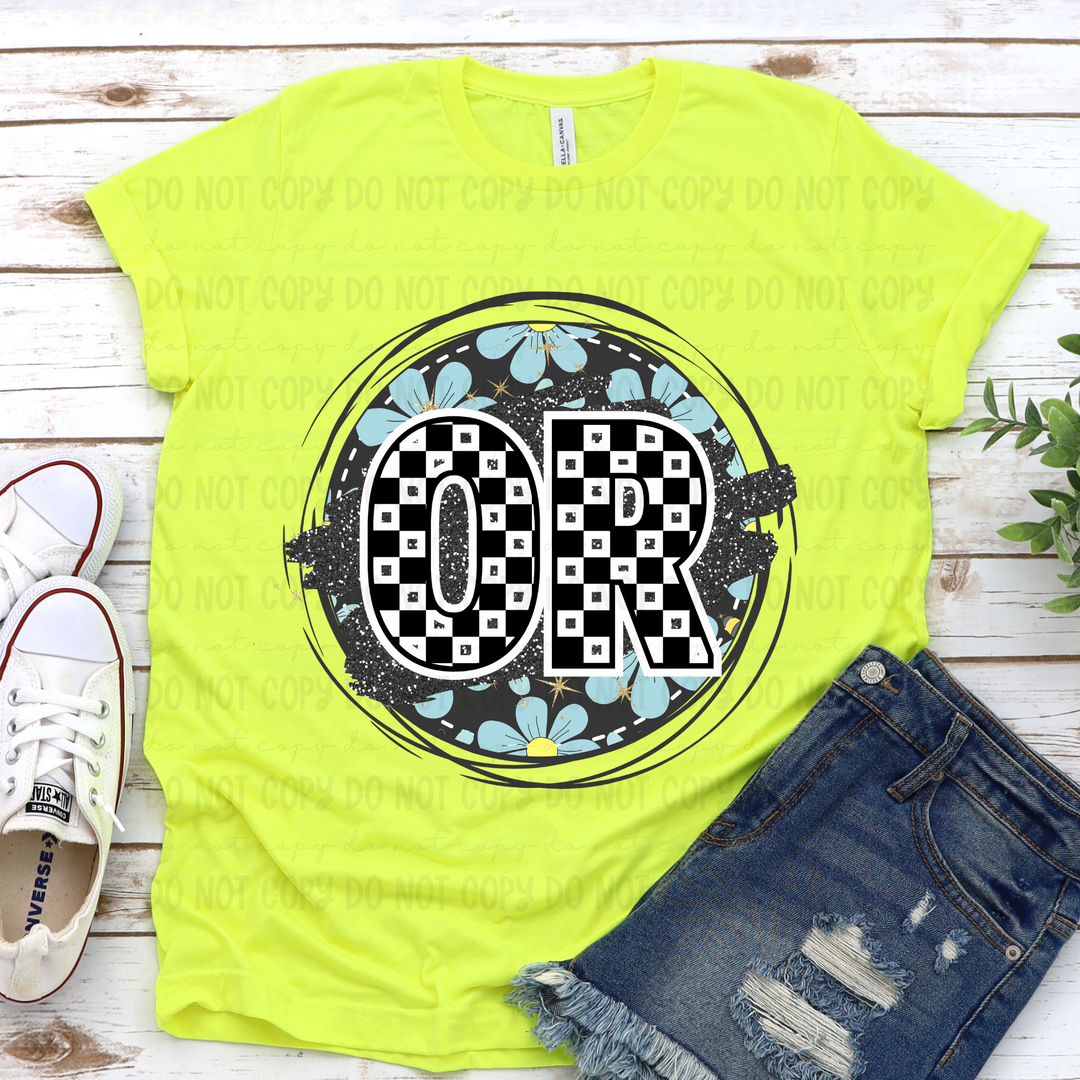 Blue Floral Circle States DTF Print