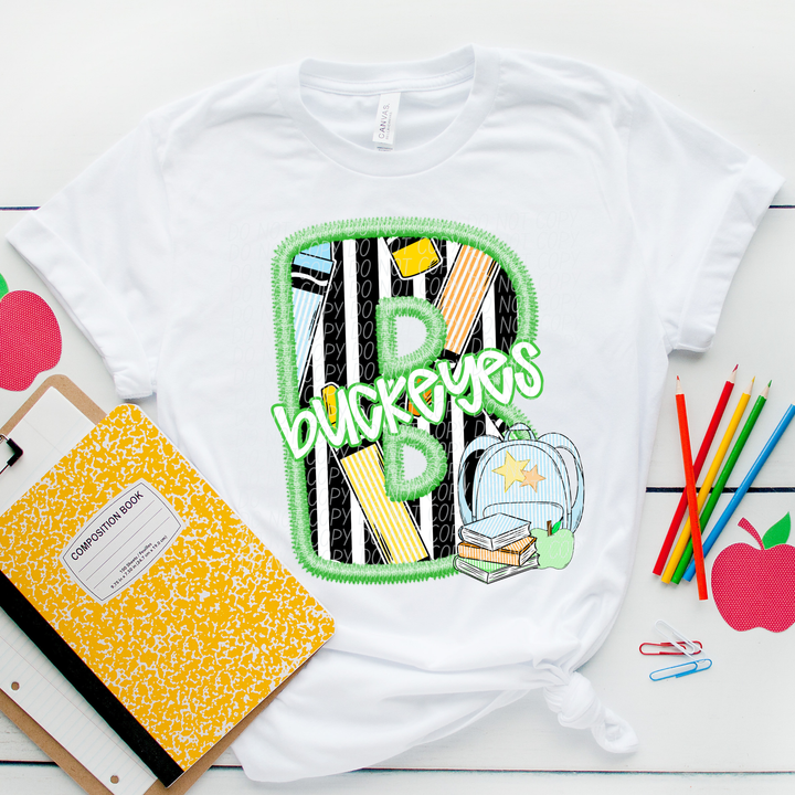 Green Letter Back to School Mascots Youth DTF Print