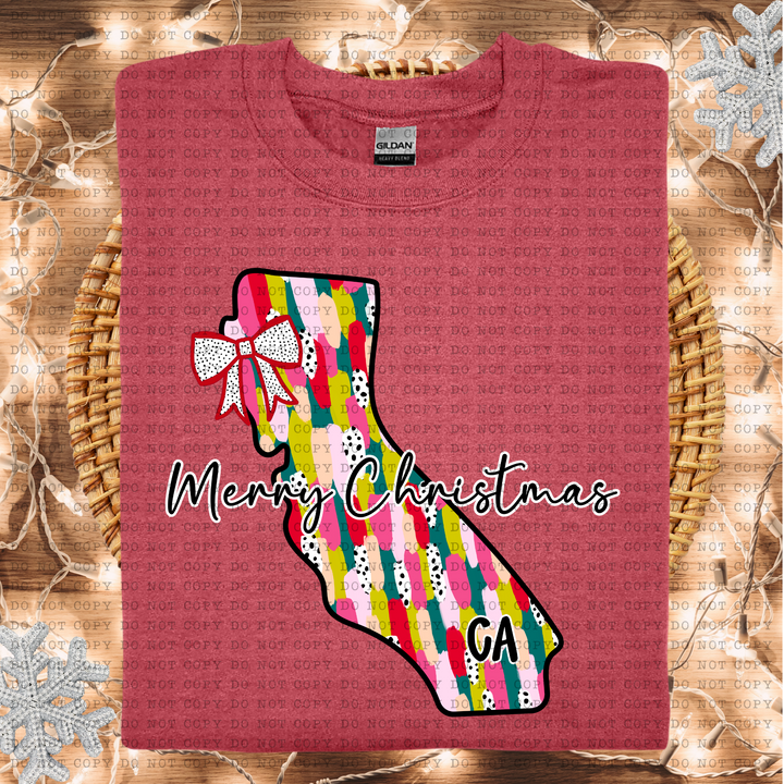 Messy Paint States Merry Christmas DTF Print