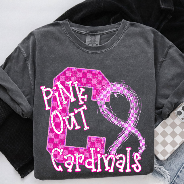 Pink Out Varsity DTF Print