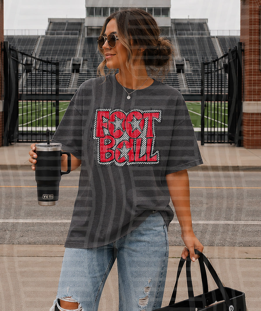Preppy Checker Football Stars DTF Print