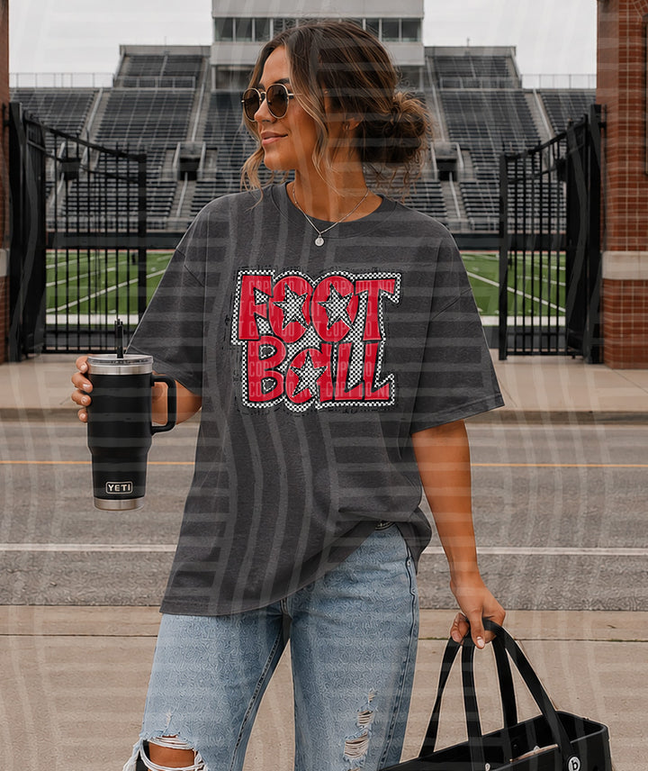 Preppy Checker Football Stars DTF Print