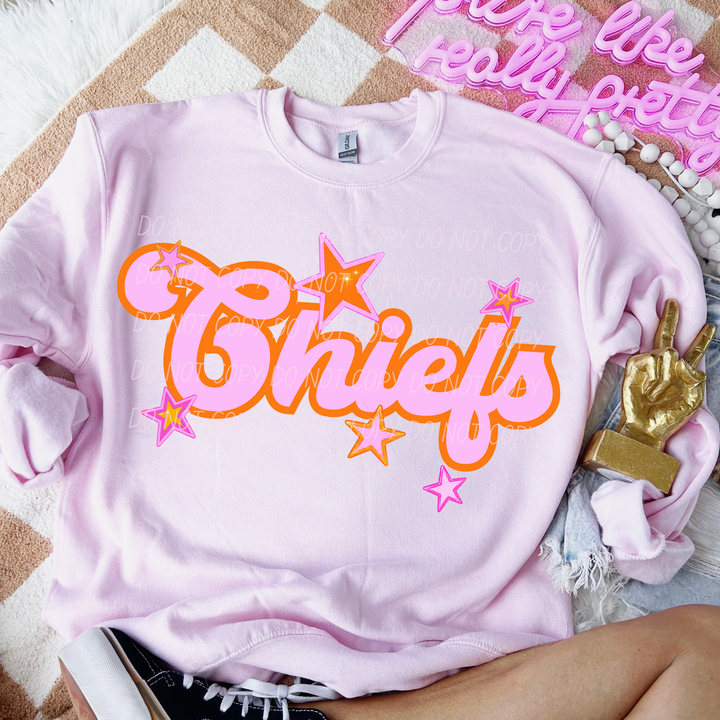 Pink and Orange Mascots DTF Print