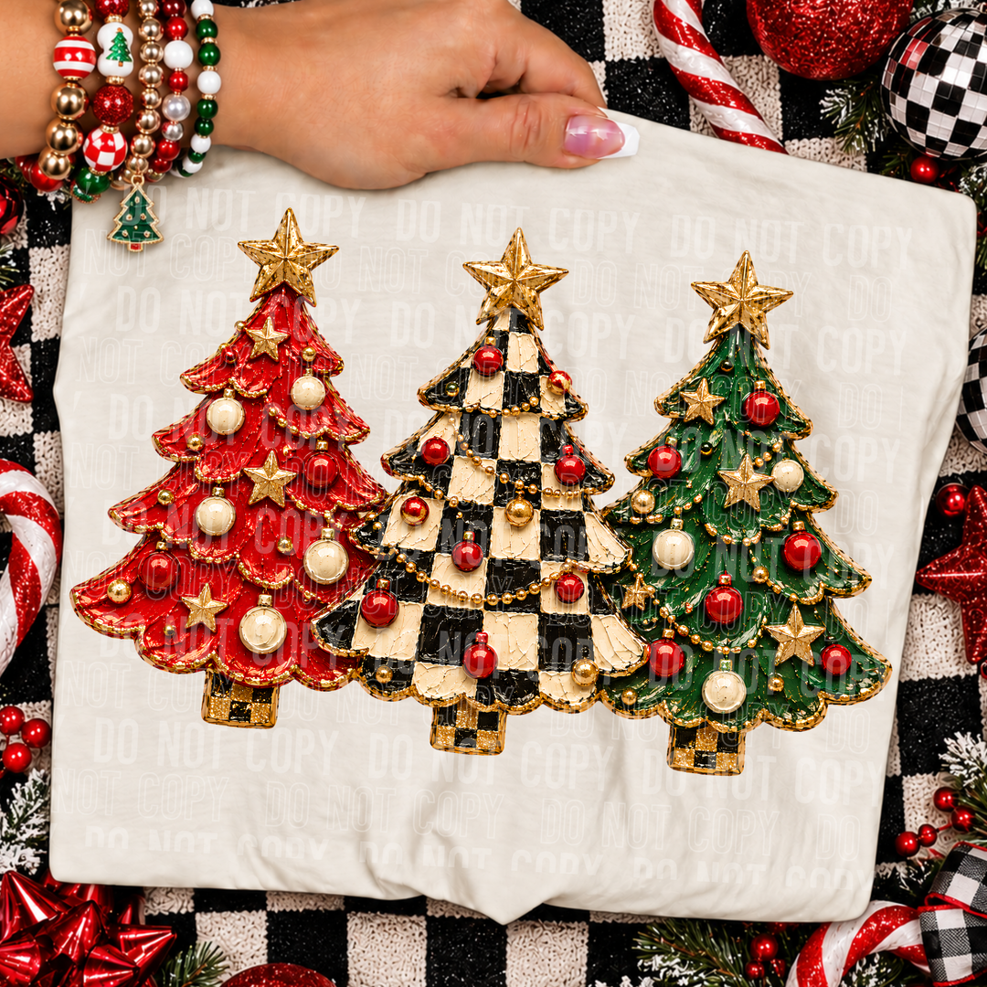 Christmas Trees Faux Painted DTF Print