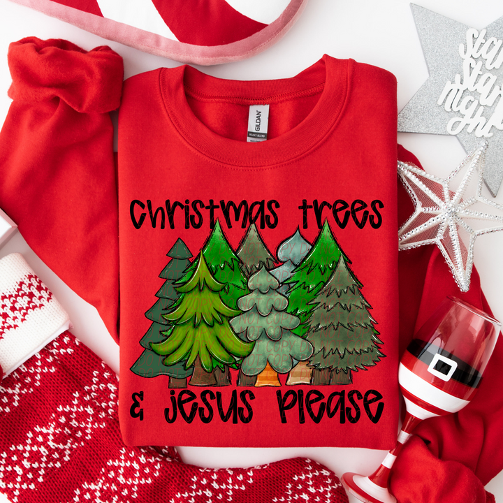 Christmas Trees and Jesus Please DTF Print